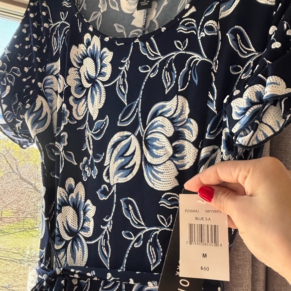 NWT Perceptions Women's Sleeveless Floral Puff Print Fit + Flare Midi Dress SZ M - Picture 2 of 5